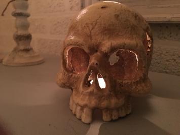 1 anatomische schedel, uit gietijzer-white-rust